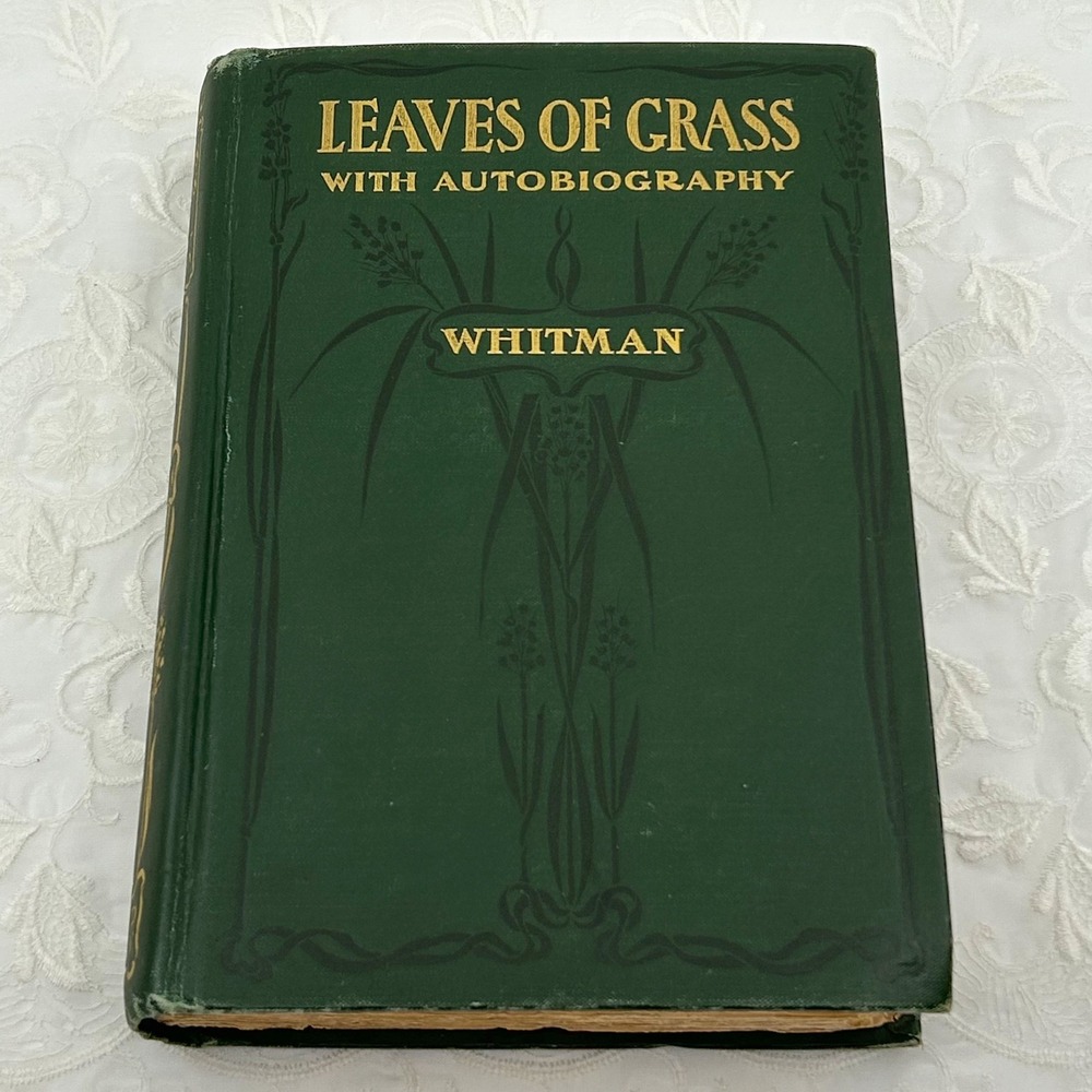 Leaves Of Grass w/ Autobiography by Walt Whitman Antique 1900 David McKay Book